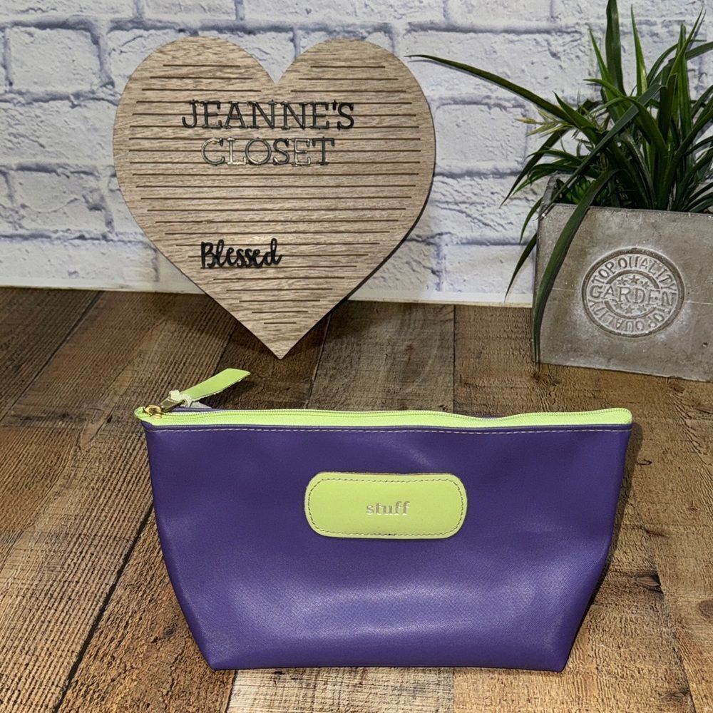 Jon Hart Design Grande Make Up Bag Zippered Pouch Cosmetic Toiletry Purple Green